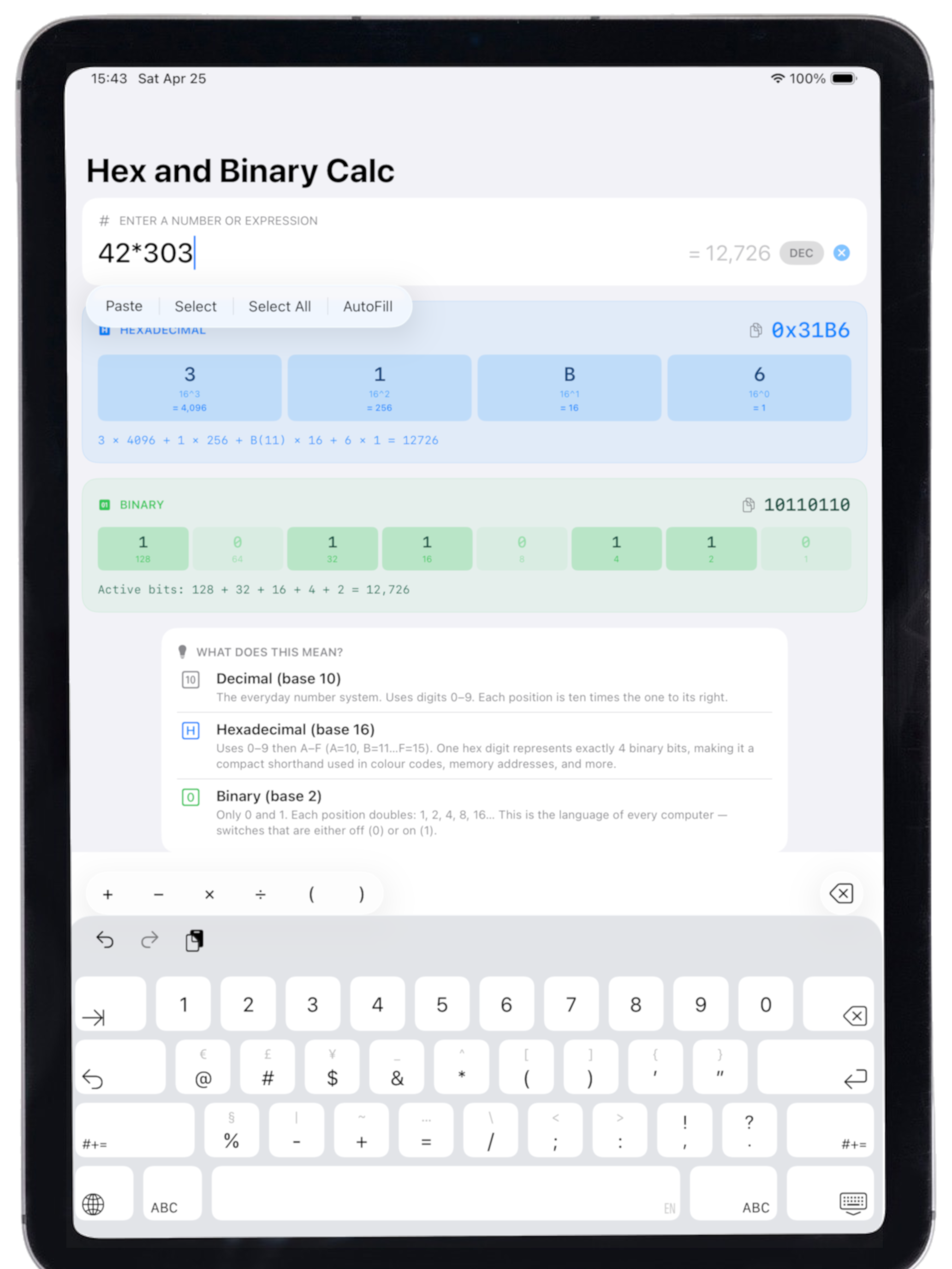 Image of the app on iPad